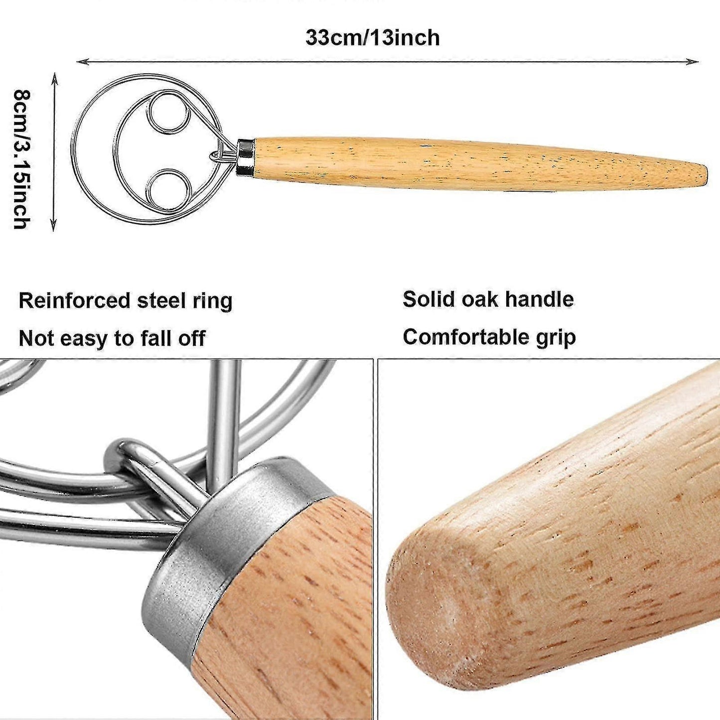 Set of 2 Bread Dough Whisks - Danish Dough Mixer Hand Stirrer