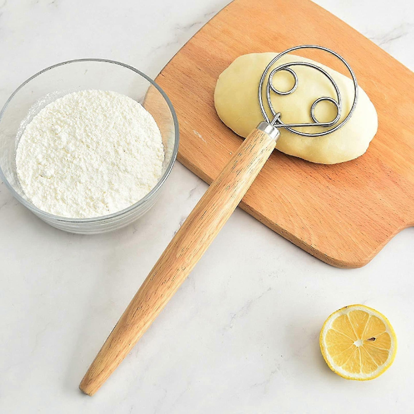 Set of 2 Bread Dough Whisks - Danish Dough Mixer Hand Stirrer
