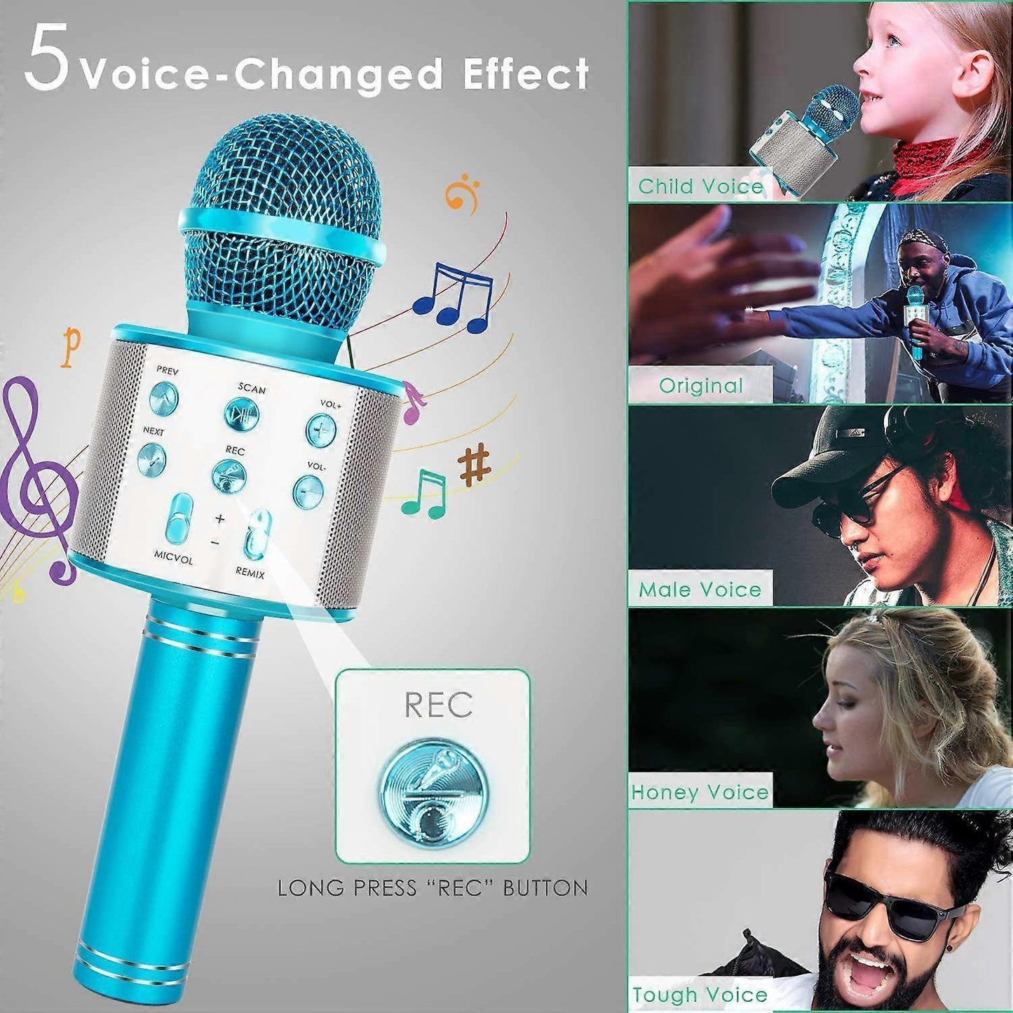 Portable Wireless Handheld Karaoke Microphone - babies Microphone