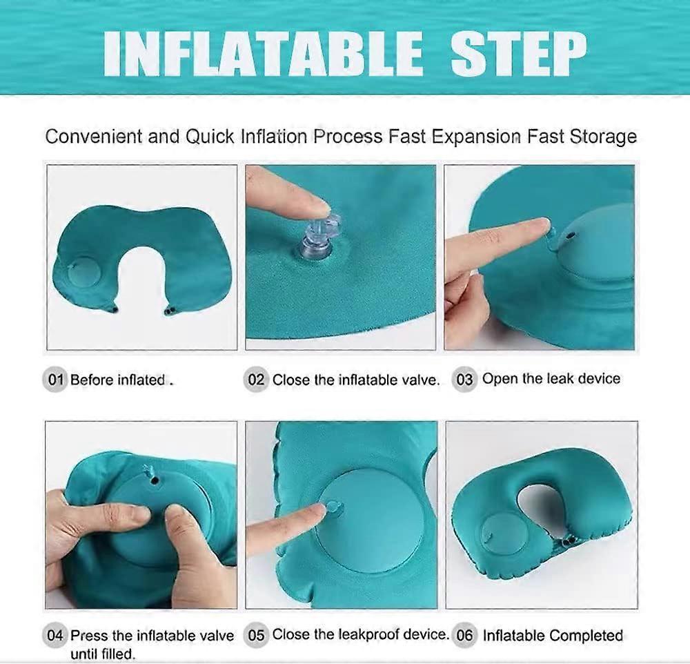 U-Shaped Inflatable Travel Neck Pillow - Soft Velvet Air Pillow for Flights,Car,Office