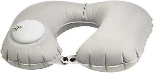 U-Shaped Inflatable Travel Neck Pillow - Soft Velvet Air Pillow for Flights,Car,Office