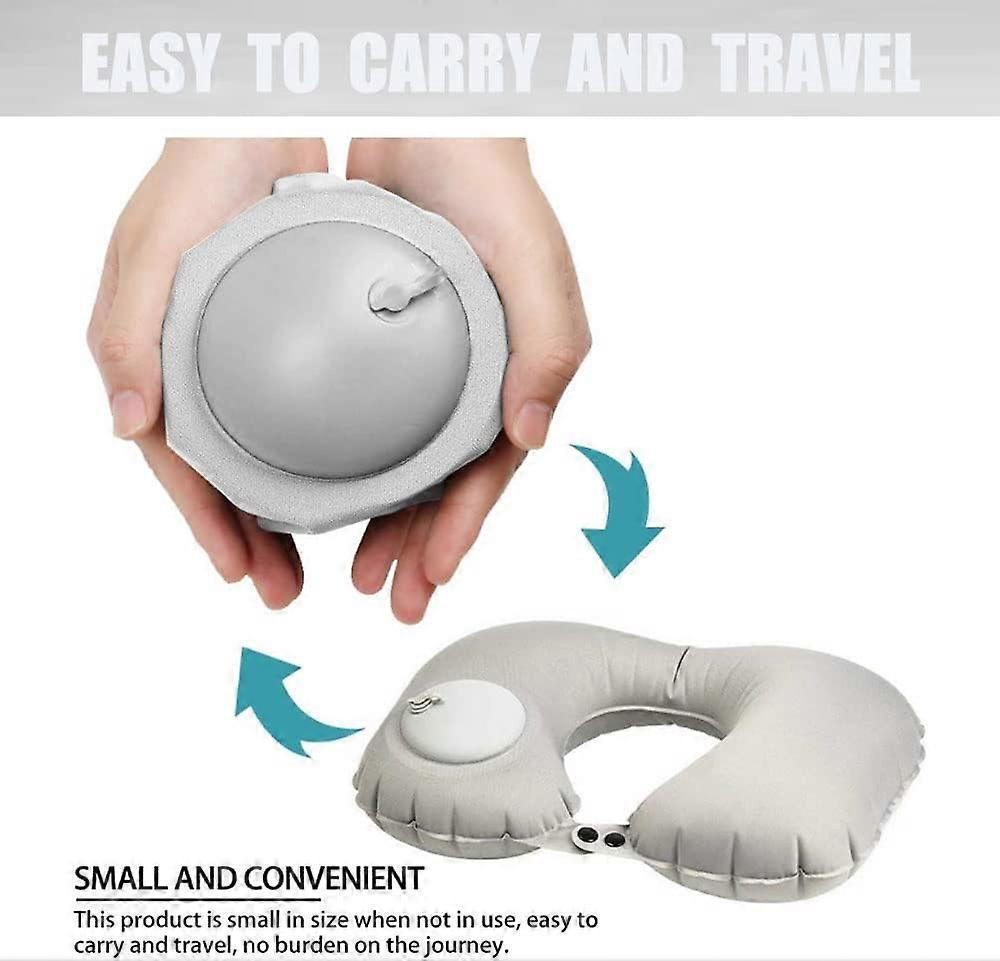 U-Shaped Inflatable Travel Neck Pillow - Soft Velvet Air Pillow for Flights,Car,Office