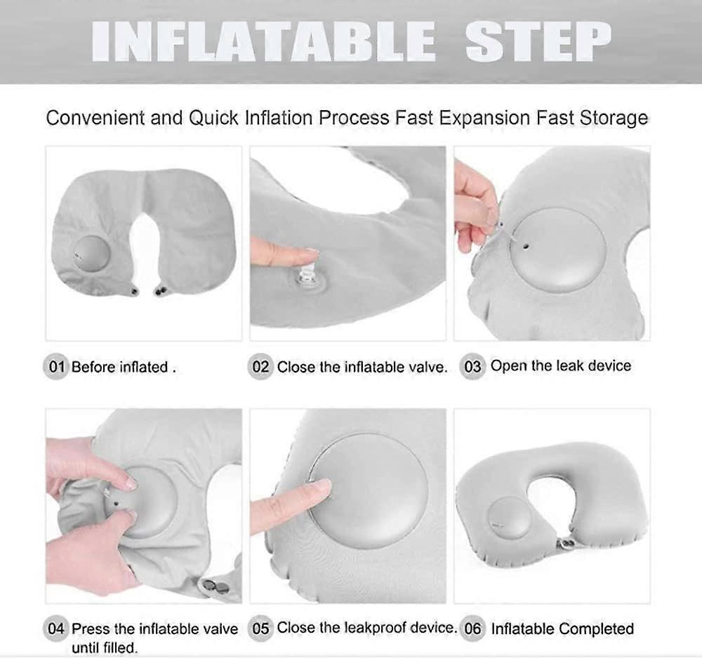 U-Shaped Inflatable Travel Neck Pillow - Soft Velvet Air Pillow for Flights,Car,Office