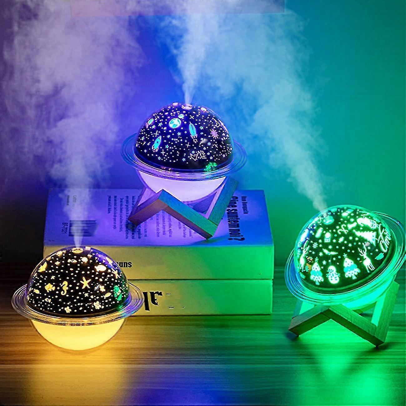 Christmas Planet Humidifier with Night Light, 250ml Air Mist Maker