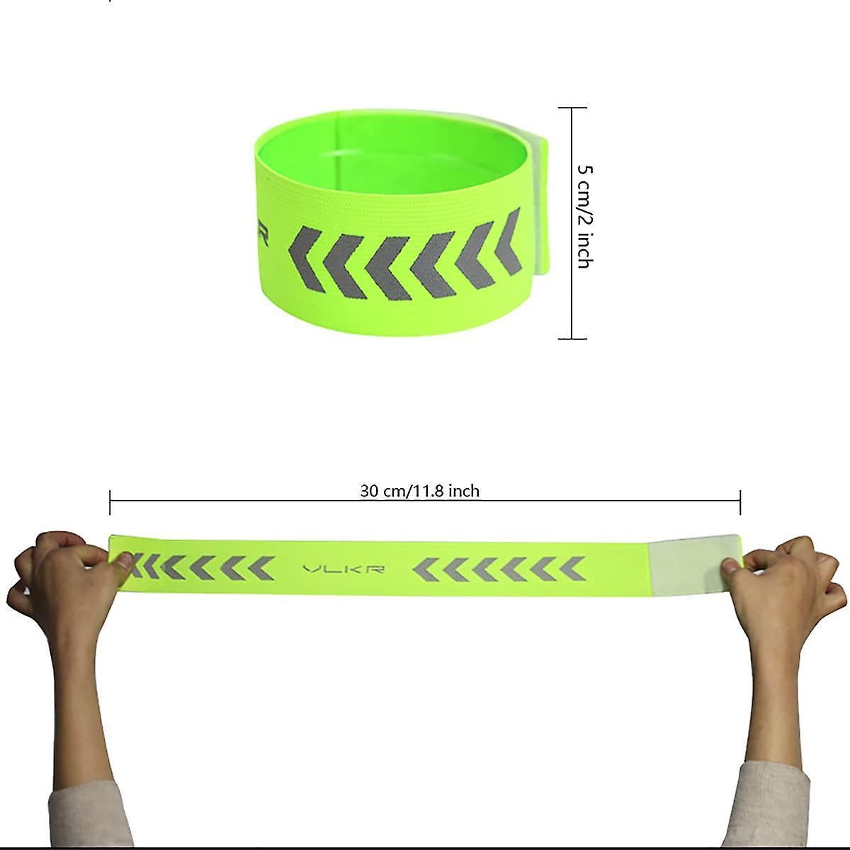2pcs Reflective Wristbands, High Visibility Running Armbands, Reflective Strap Gear