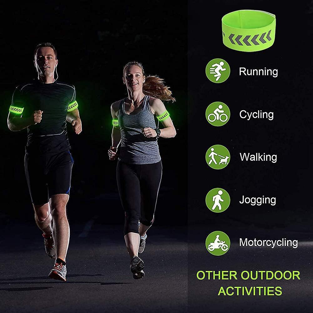 2pcs Reflective Wristbands, High Visibility Running Armbands, Reflective Strap Gear