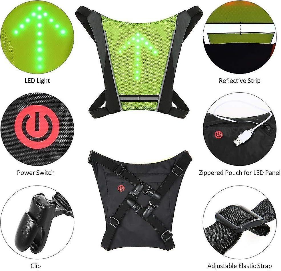 Reflective Bike Gear, Cycling Vest with Backpack Clip, USB Rechargeable Reflective Accessories