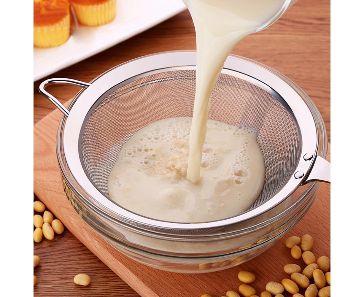 Stainless Steel Colander Long Handle Juice Soybean Milk Soup Filter Skimmer Tool-Medium