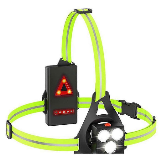 LED Chest Light with Reflective Vest, Night Running Gear with Rechargeable Battery