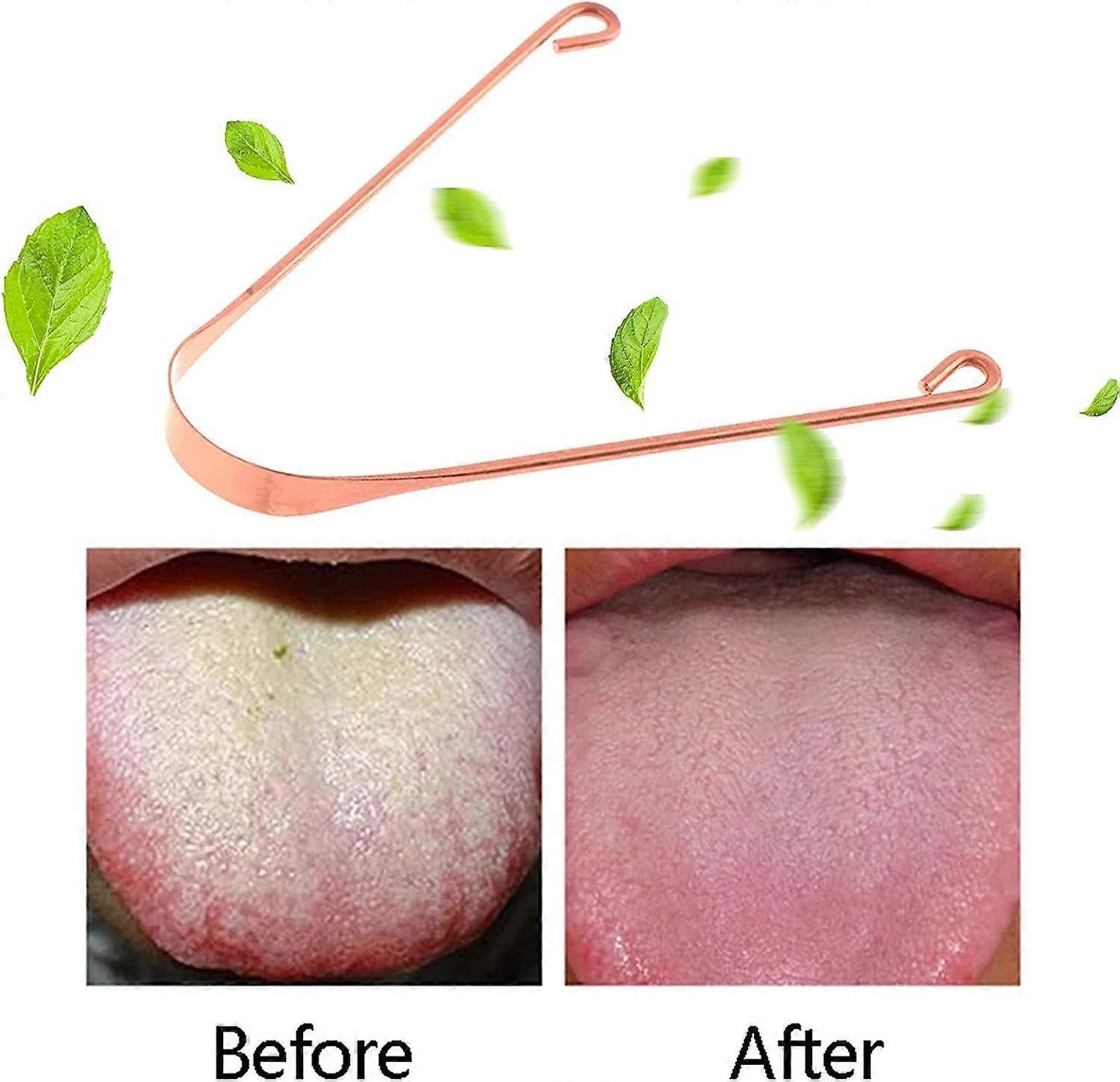 Pure Copper Tongue Scraper, Metal Tongue Cleaner for Fresh Breath & Oral Hygiene