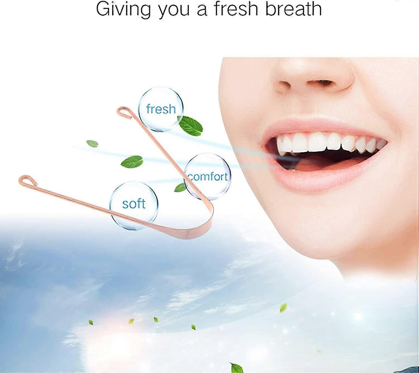 Pure Copper Tongue Scraper, Metal Tongue Cleaner for Fresh Breath & Oral Hygiene