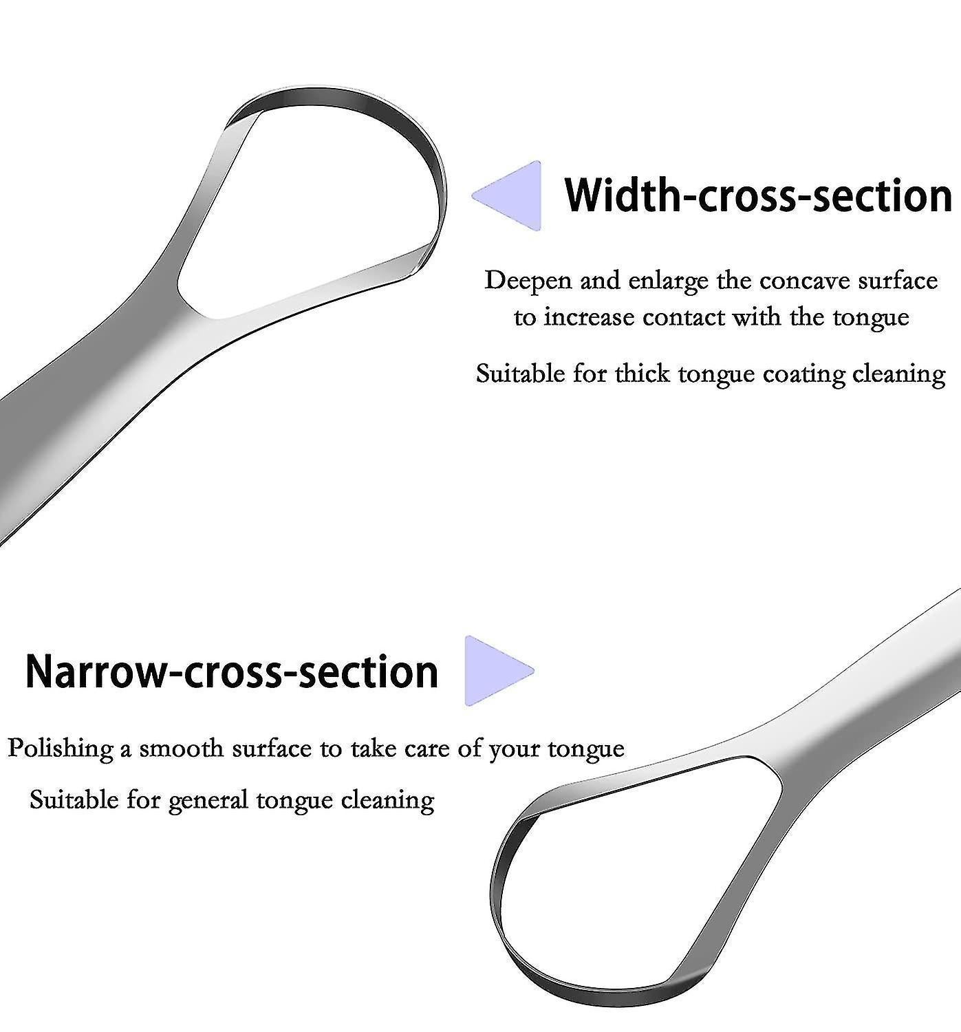 3 Pack Tongue Scrapers with Case, Stainless Steel Tongue Cleaner for Adults & Babies