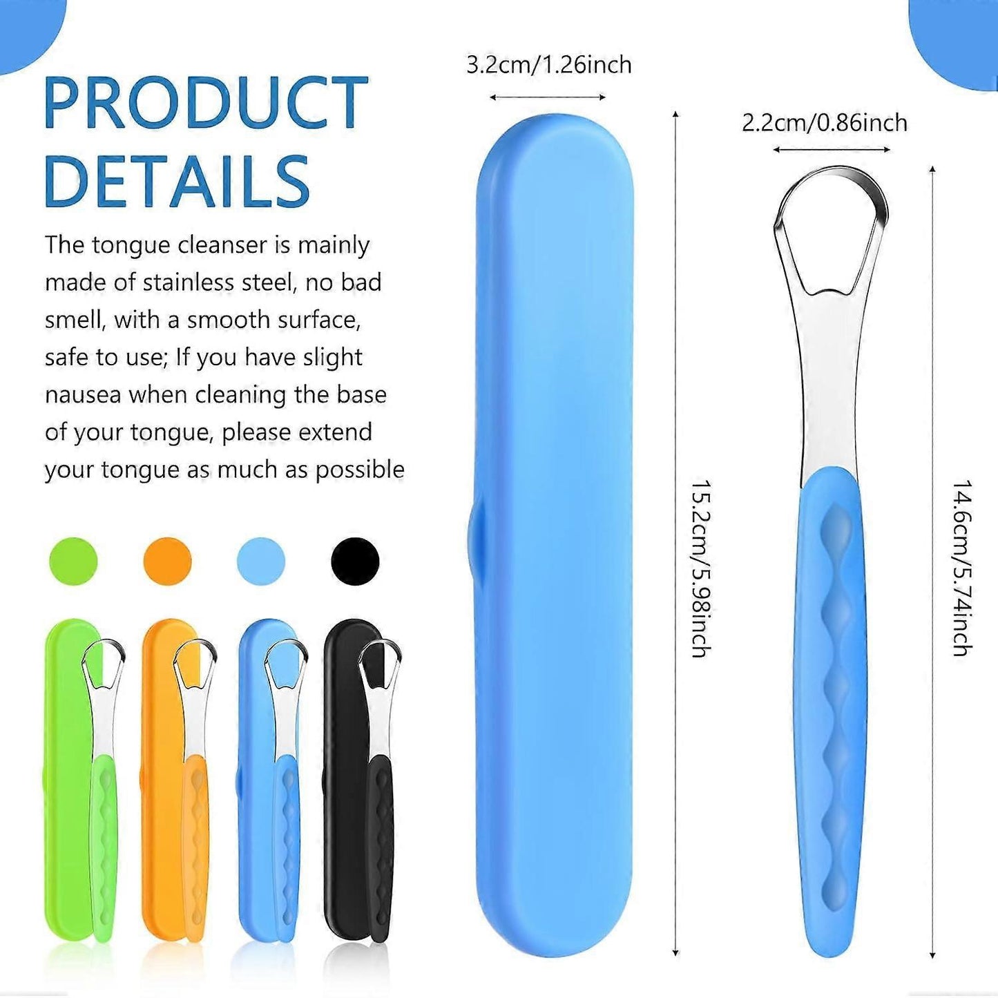 4PCS Stainless Steel Tongue Scrapers for Adults & Babies - Metal Tongue Cleaner for Bad Breath