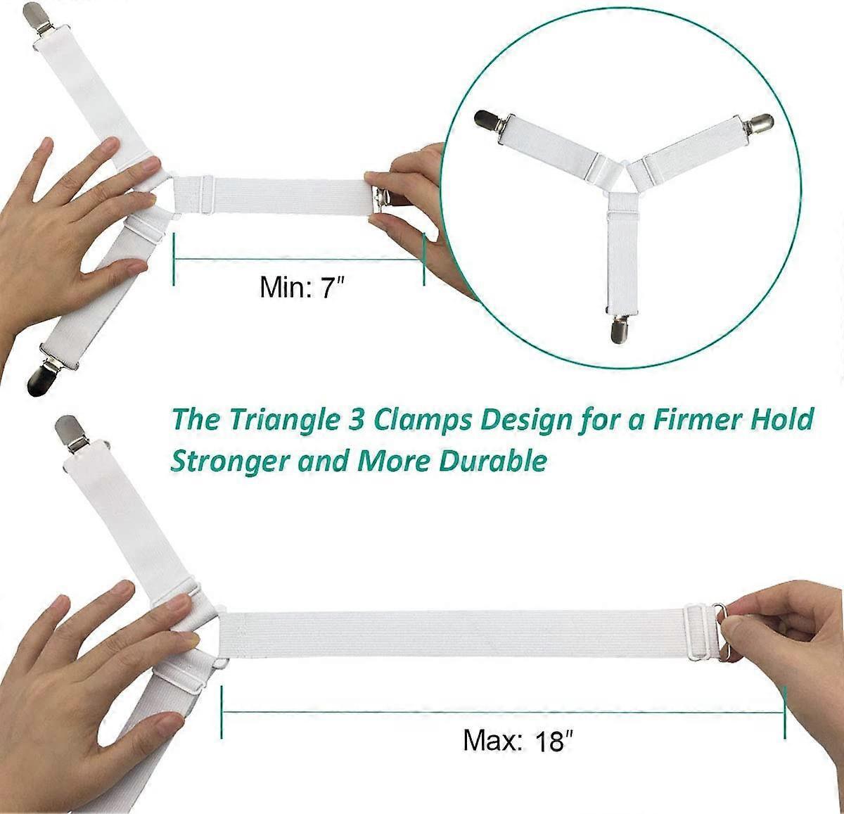 4PCS Bed Sheet Holder Straps, Sheet Stay Keeper Clips, Fasteners for Fitted Sheets