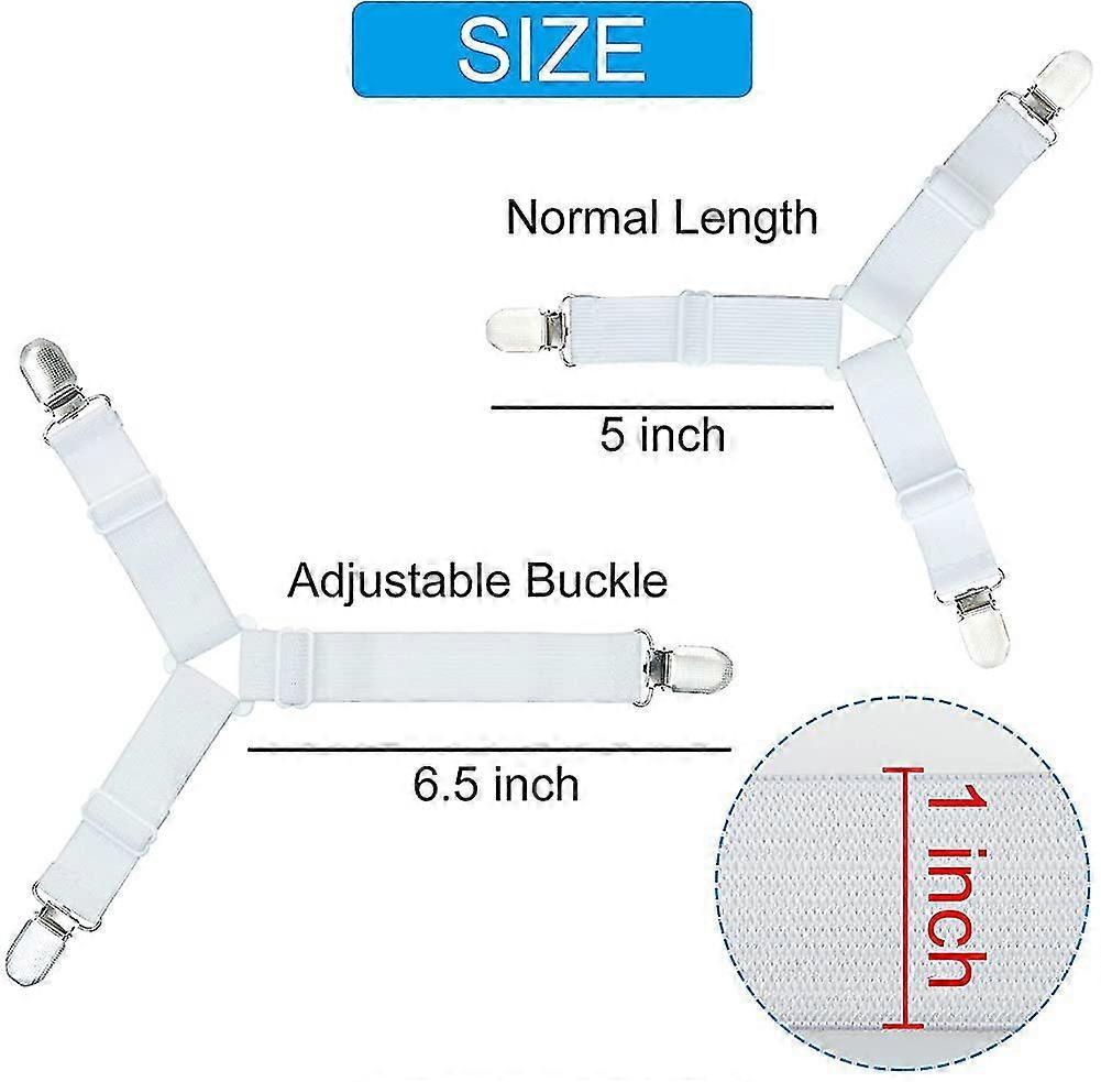 4PCS Bed Sheet Holder Clips, Adjustable Sheet Attachment Belts for Bedding