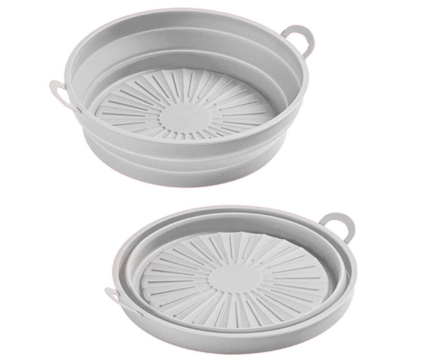 Air Fryers Bakeware Foldable Silicone Grill Pan -Grey 8.5inch