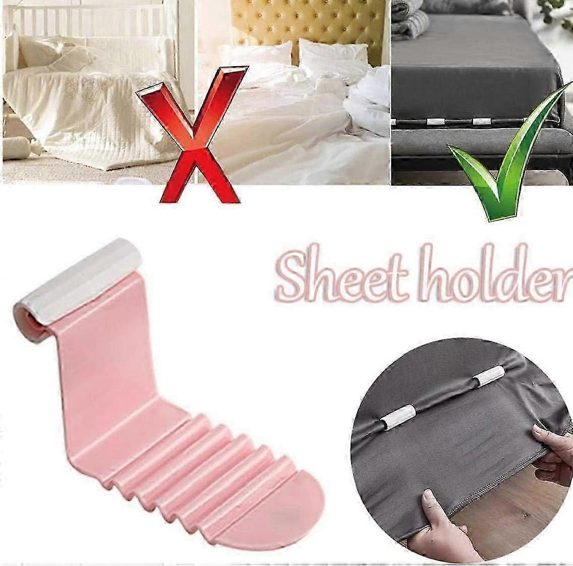6PCS Plastic Bed Sheet Clips, Pink Grippers to Keep Sheets Neat