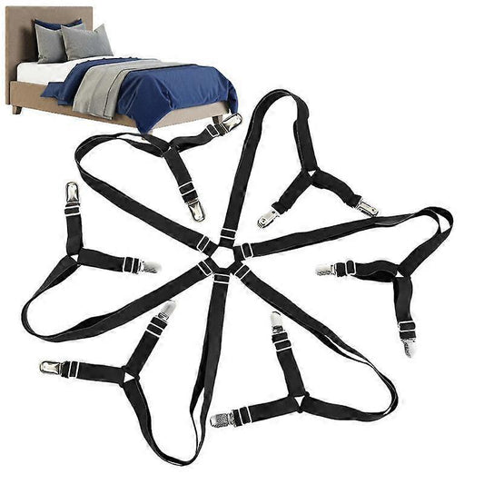 6-Head Elastic Bed Sheet Holder Clips, Adjustable Strong Grippers