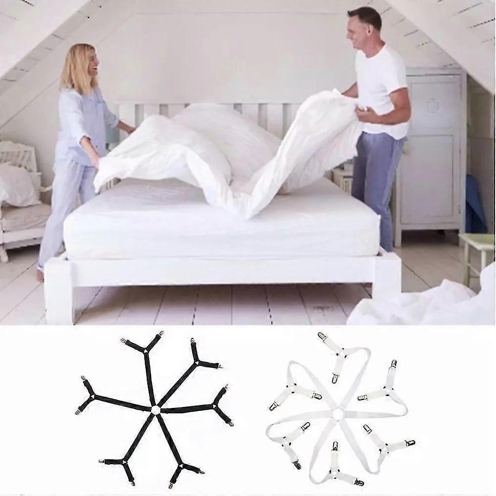 6-Way Bed Sheet Holder Straps, Heavy Duty Clips for Round/Square Mattresses