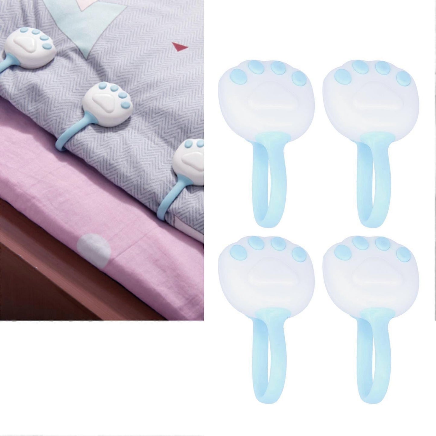4-in-1 Bed Sheet Clips, Quilt Buckle Holders, Non-Slip Fasteners