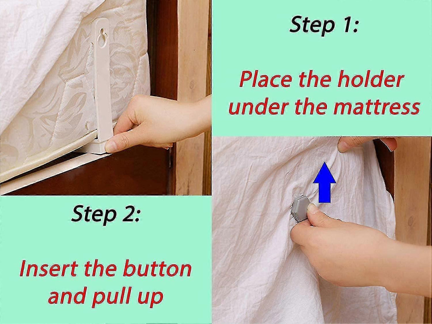 8PCS Bed Sheet Tensioners, White, Adjustable Corner Clips for Mattress