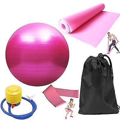 5pcs Purple Yoga Training Set with Fitness Ball & Bands