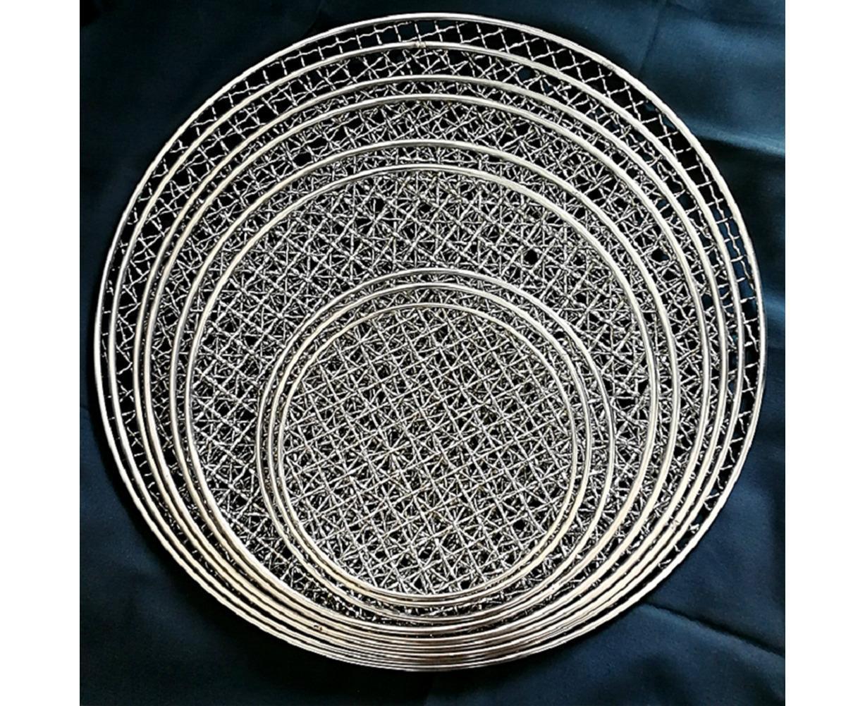 Round Stainless Steel BBQ Grill Roast Mesh Net Non-stick Barbecue Baking Pan-20cm