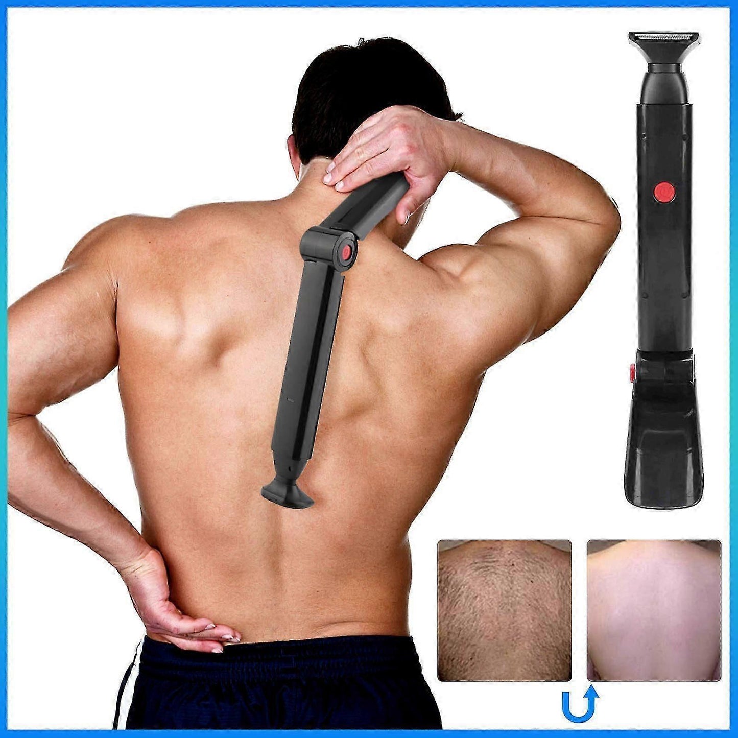 USB Rechargeable Back Shaver for Men, Double Blade Hair Remover