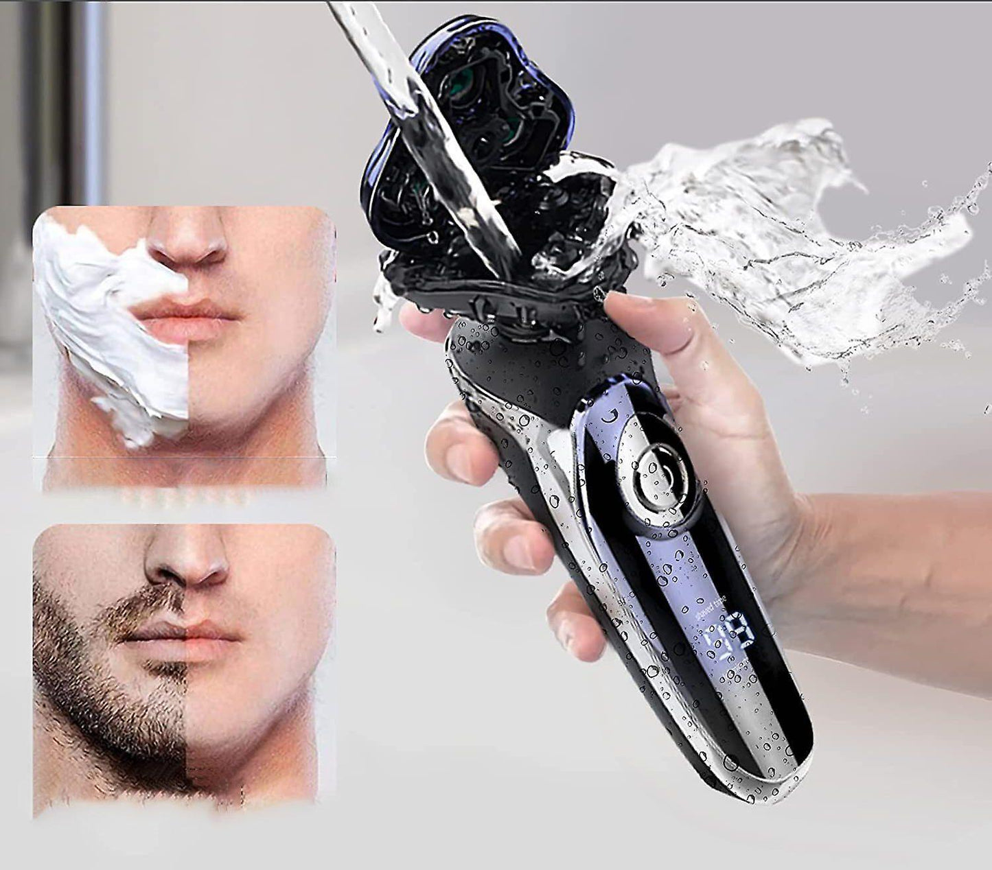 Men's Electric Rotary Shaver, Wet & Dry Beard Trimmer, Body Grooming Razor