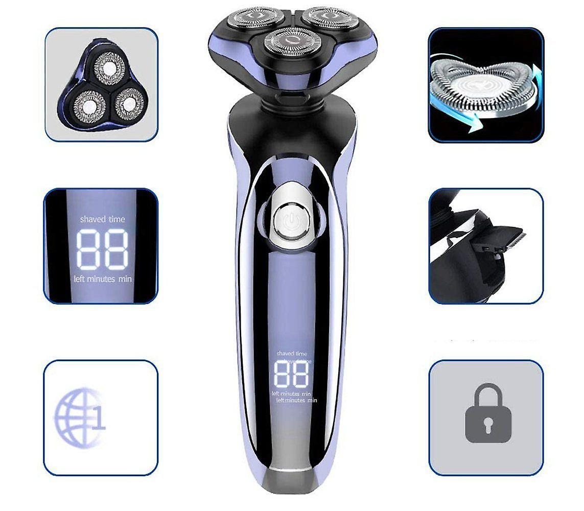 Men's Electric Rotary Shaver, Wet & Dry Beard Trimmer, Body Grooming Razor