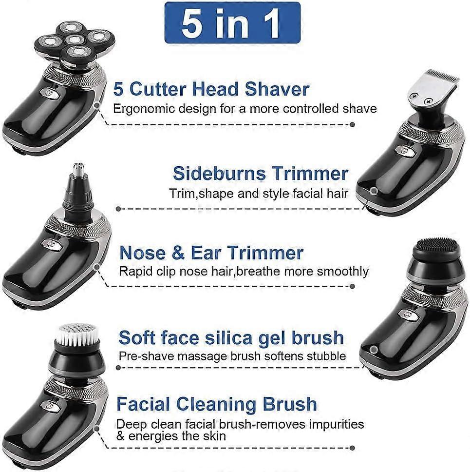 Rechargeable Bald Head Shaver for Men, USB Rotary Beard Trimmer, Waterproof