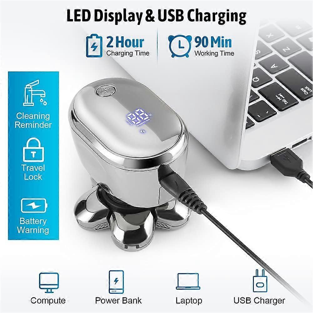 Waterproof USB Bald Head Shaver for Men, Rechargeable Rotary Razor