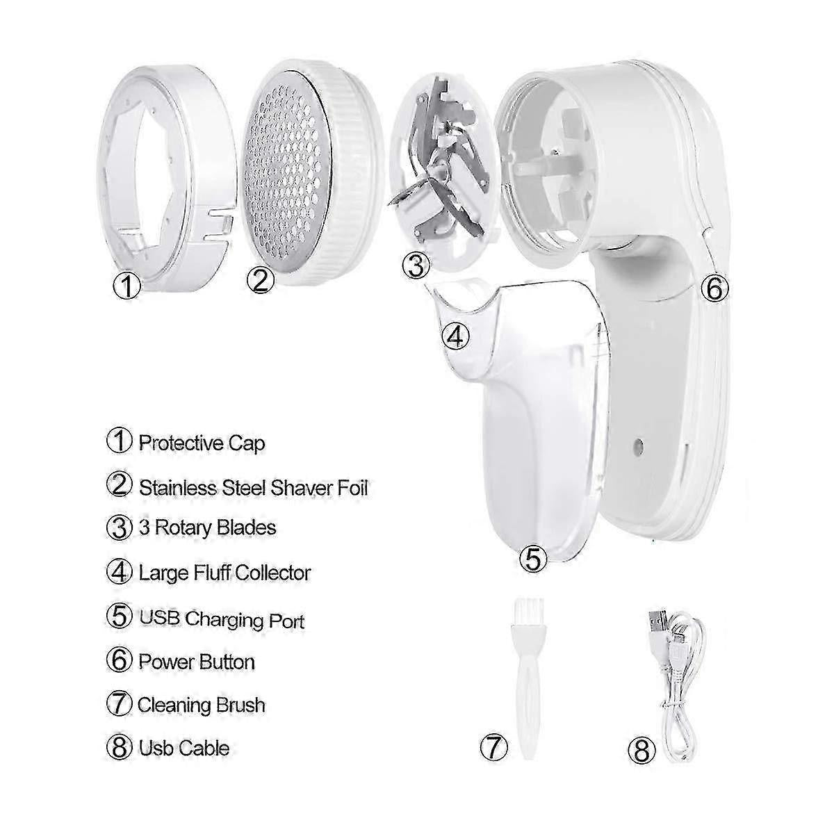 Large Electric Fluff Shaver, White Lint Remover for Clothes