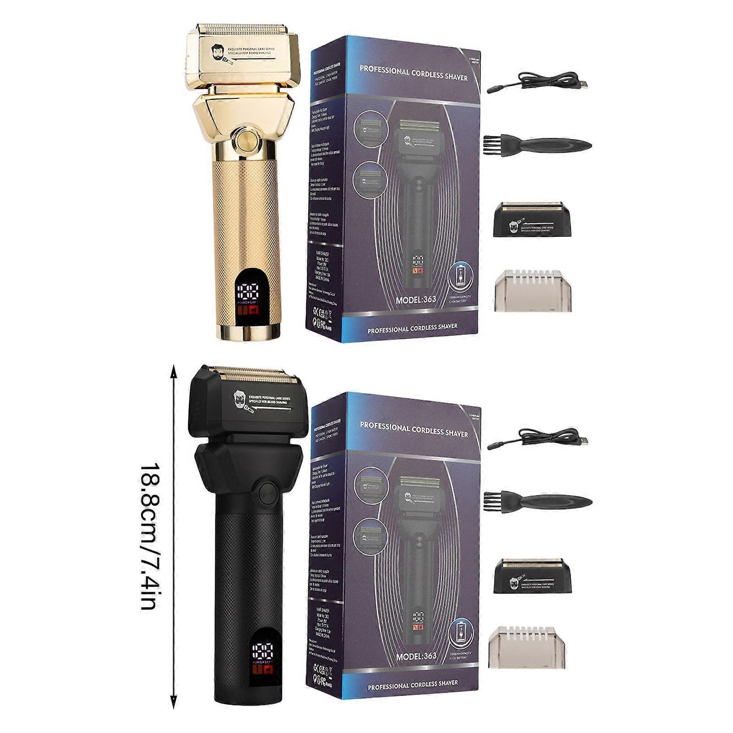 Foil Electric Shaver for Bald Men, Gold Cordless Barber Razor