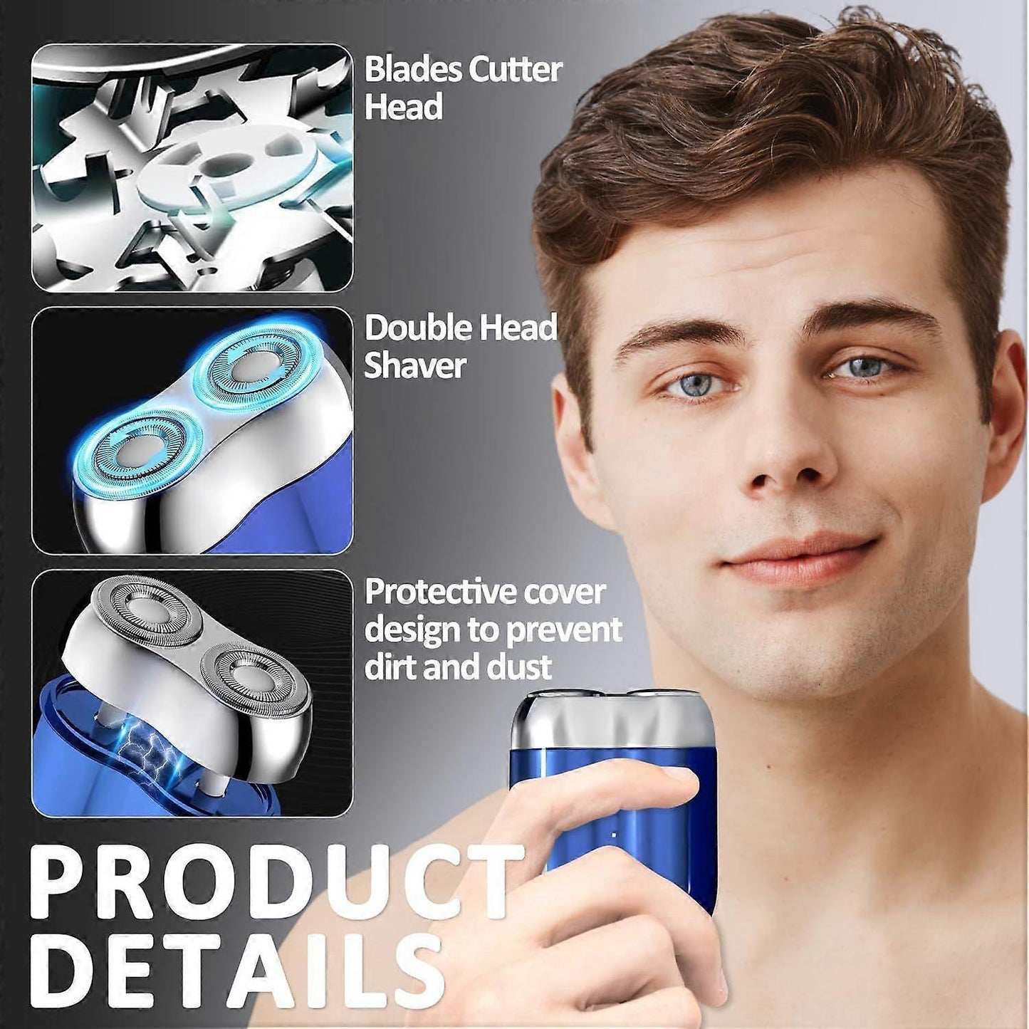 USB Portable Beard Shaver for Men, Mini Cordless Electric Razor