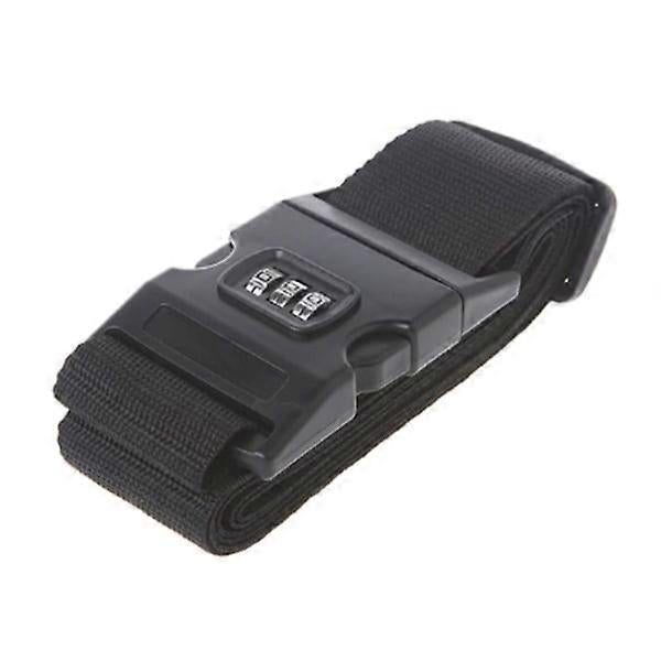 2-Pack Black Luggage Strap with Lock - Adjustable Travel Belt Set