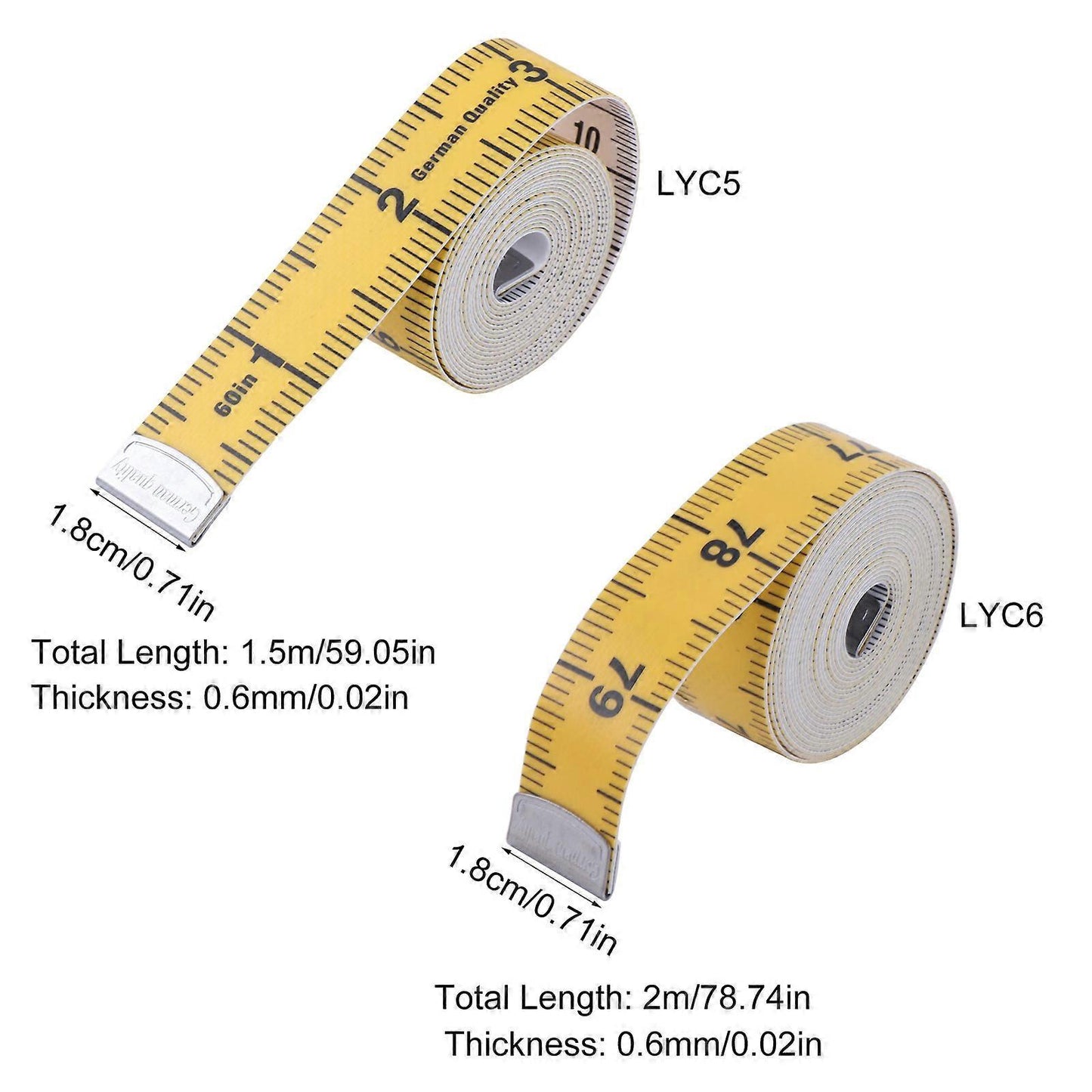 2 Pack Sewing Tape Measures 60inch Double Scale Soft Cloth Measuring Tape