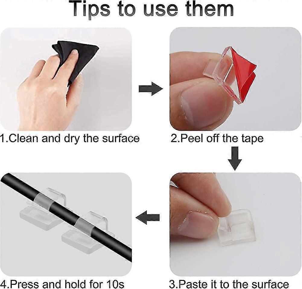 Self-Adhesive Cable Holder Set Wire Clips Cord Clamps for Cable Management