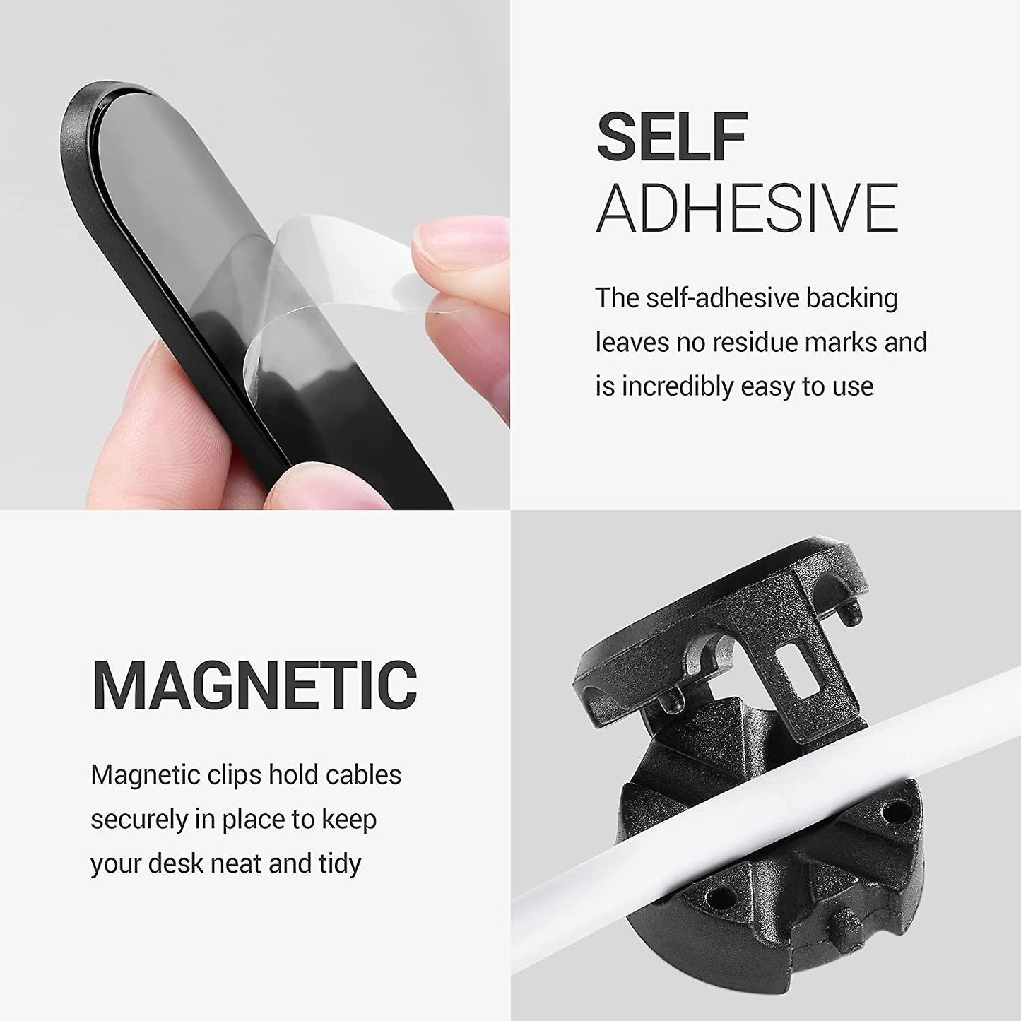 2pcs grip Cable Holders Black Cord Organizer for Desktop or Nightstand
