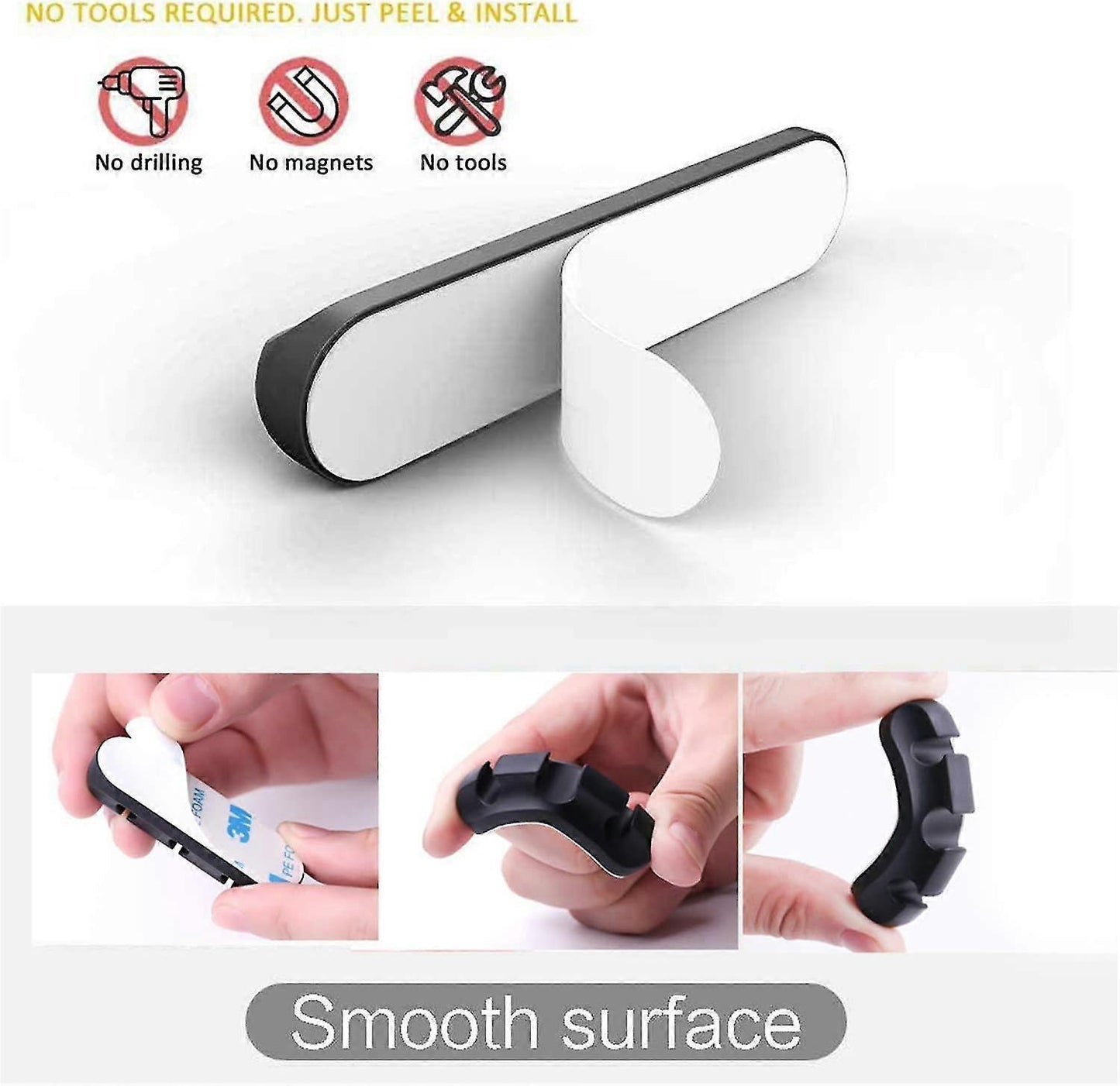 2pcs Adhesive Cable Clips Cord Organizer Hooks for Power and Charging Cables