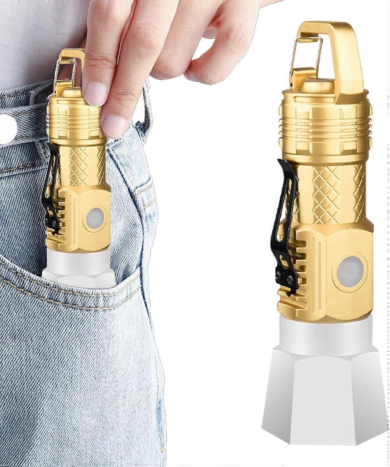 Camping Flashlight Small Waterproof LED Torch with Hook USB Rechargeable