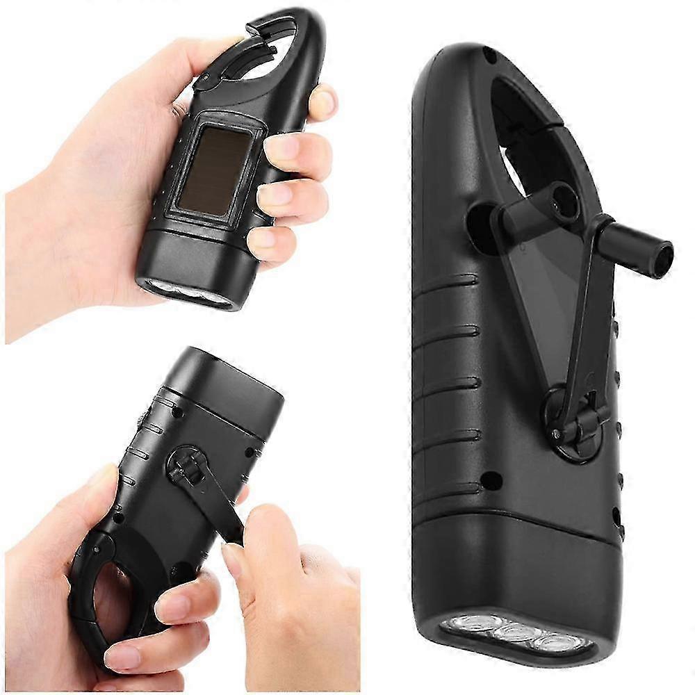 2pcs Hand-Crank Solar Flashlights Emergency Mini LED Torch for Survival Kits
