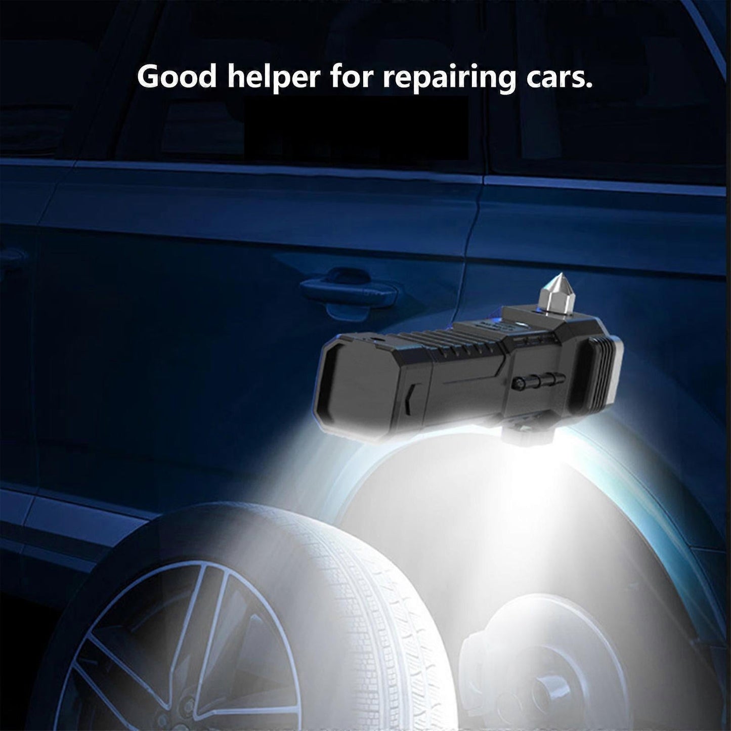 Multifunction Car Flashlight with Window Breaker Rechargeable Emergency Torch