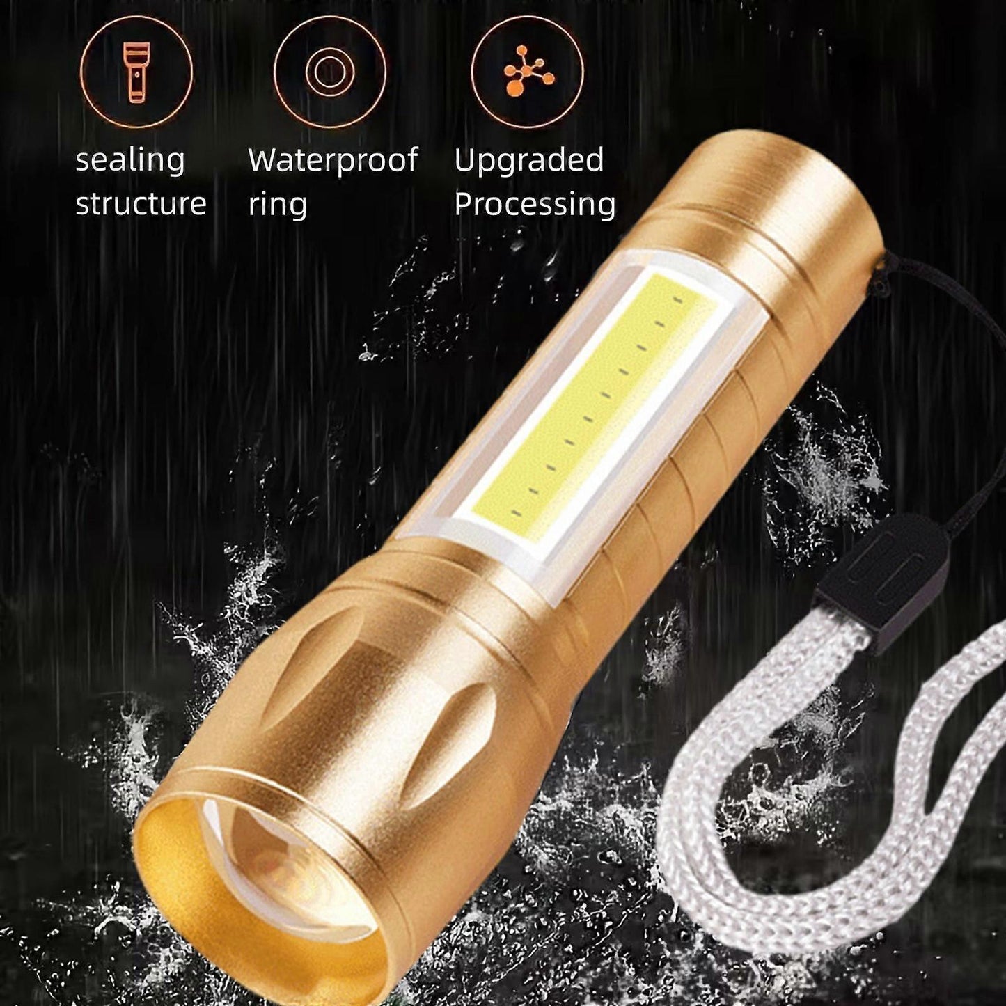 Super Bright Rechargeable LED Flashlight Zoomable with Modes Handheld Torch (FF)