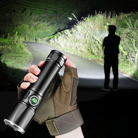 Super Bright Rechargeable LED Flashlight Zoomable with Modes Handheld Torch (OO)