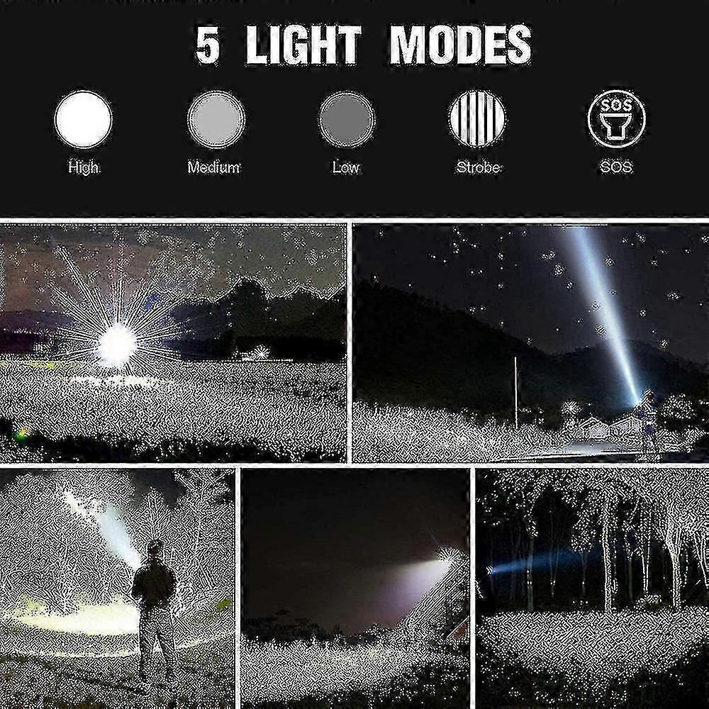 P70 High Power Flashlight Portable Outdoor Torch Rechargeable LED Light