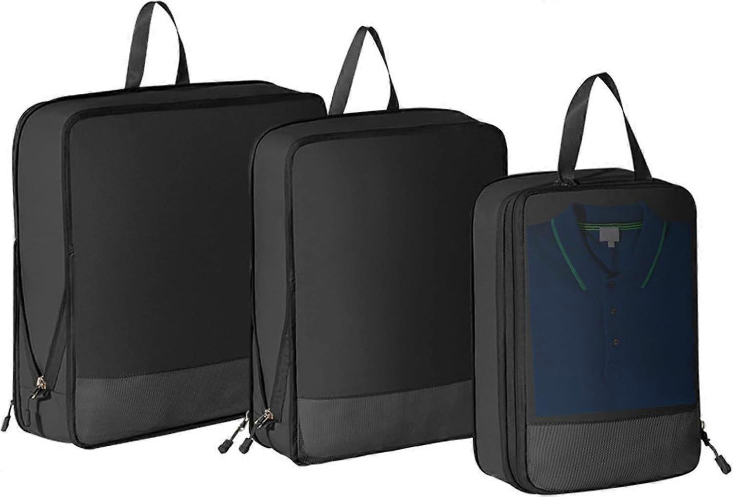 3pcs Compression Packing Cubes Expandable Luggage Organizers for Travel