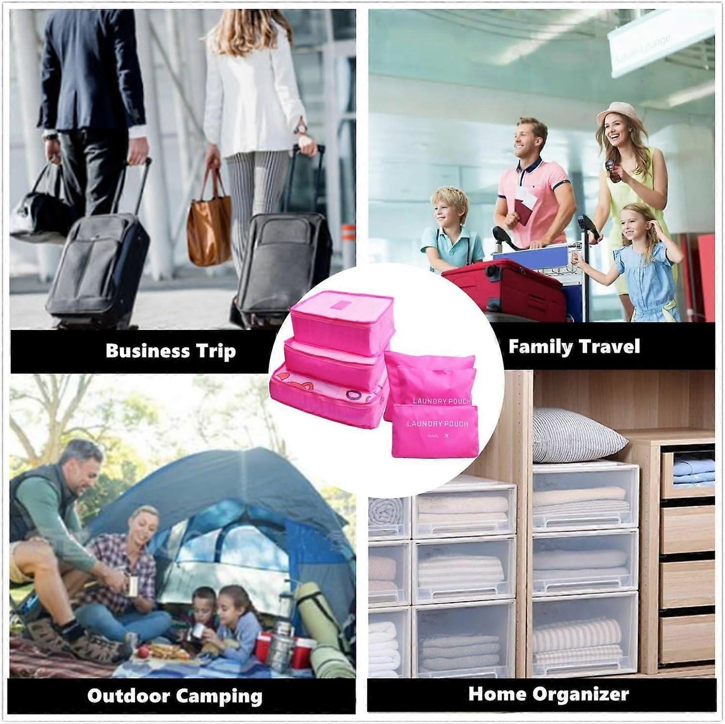 6pcs Travel Packing Cubes for Luggage Organization & Storage