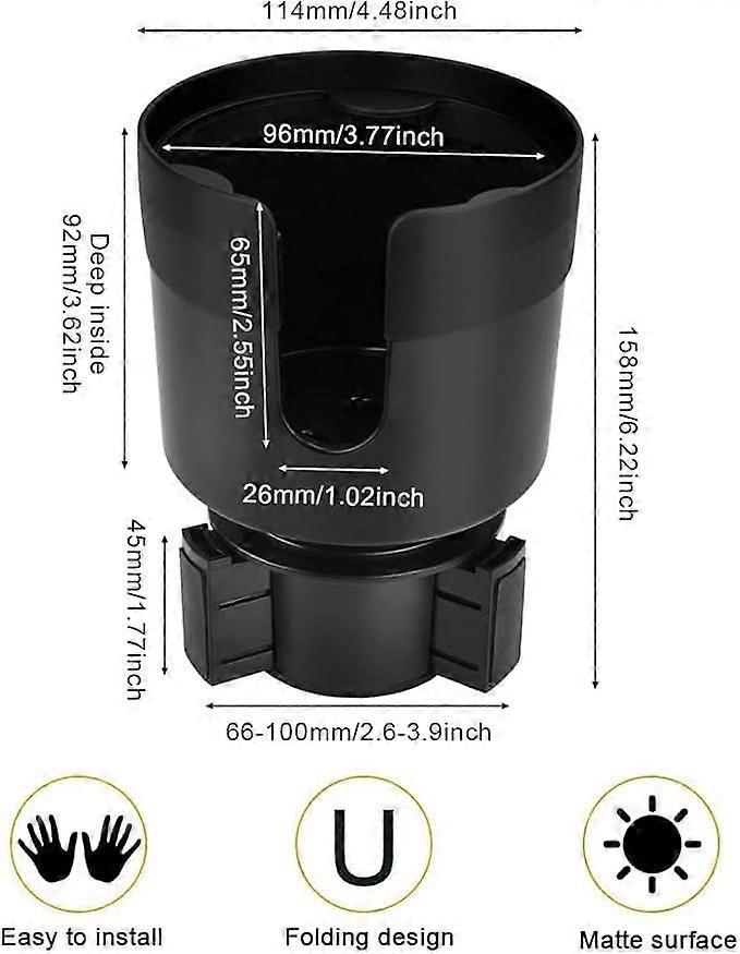 Adjustable Universal Car Cup Holder - Can Holder for Bottle/Drink, Truck Compatible Black