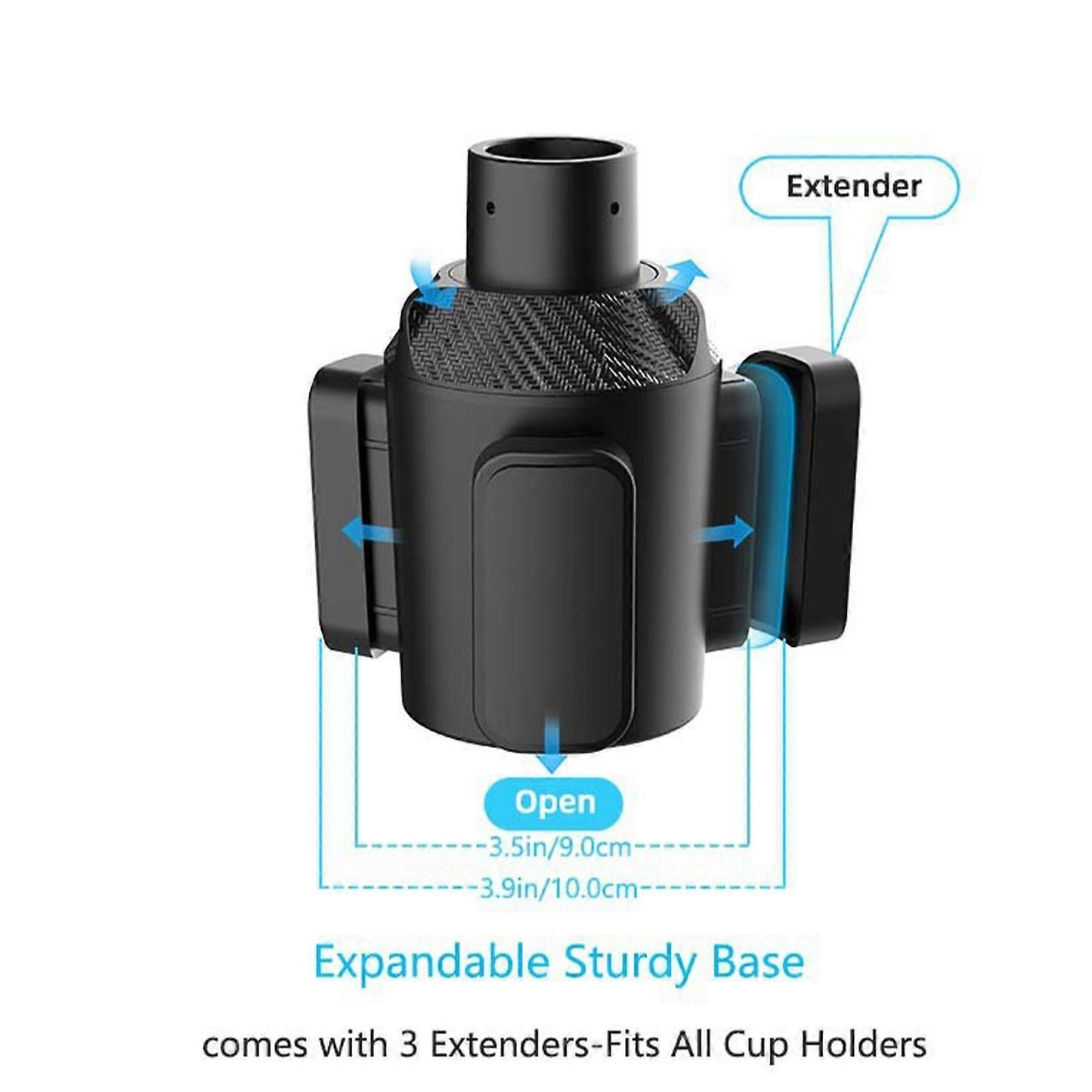 Car Cup Expander - Adjustable Drink Holder Fits Bottles Up to 3.7in Diameter